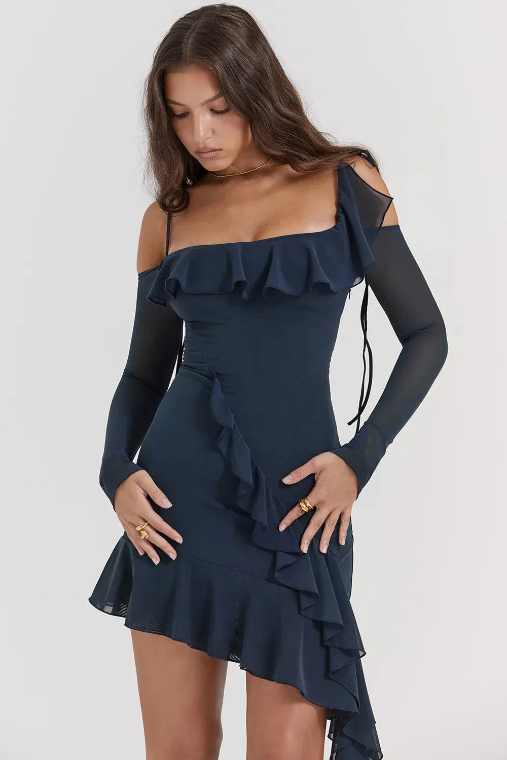 Robe mi-longue à décolleté et bretelles - Valentina