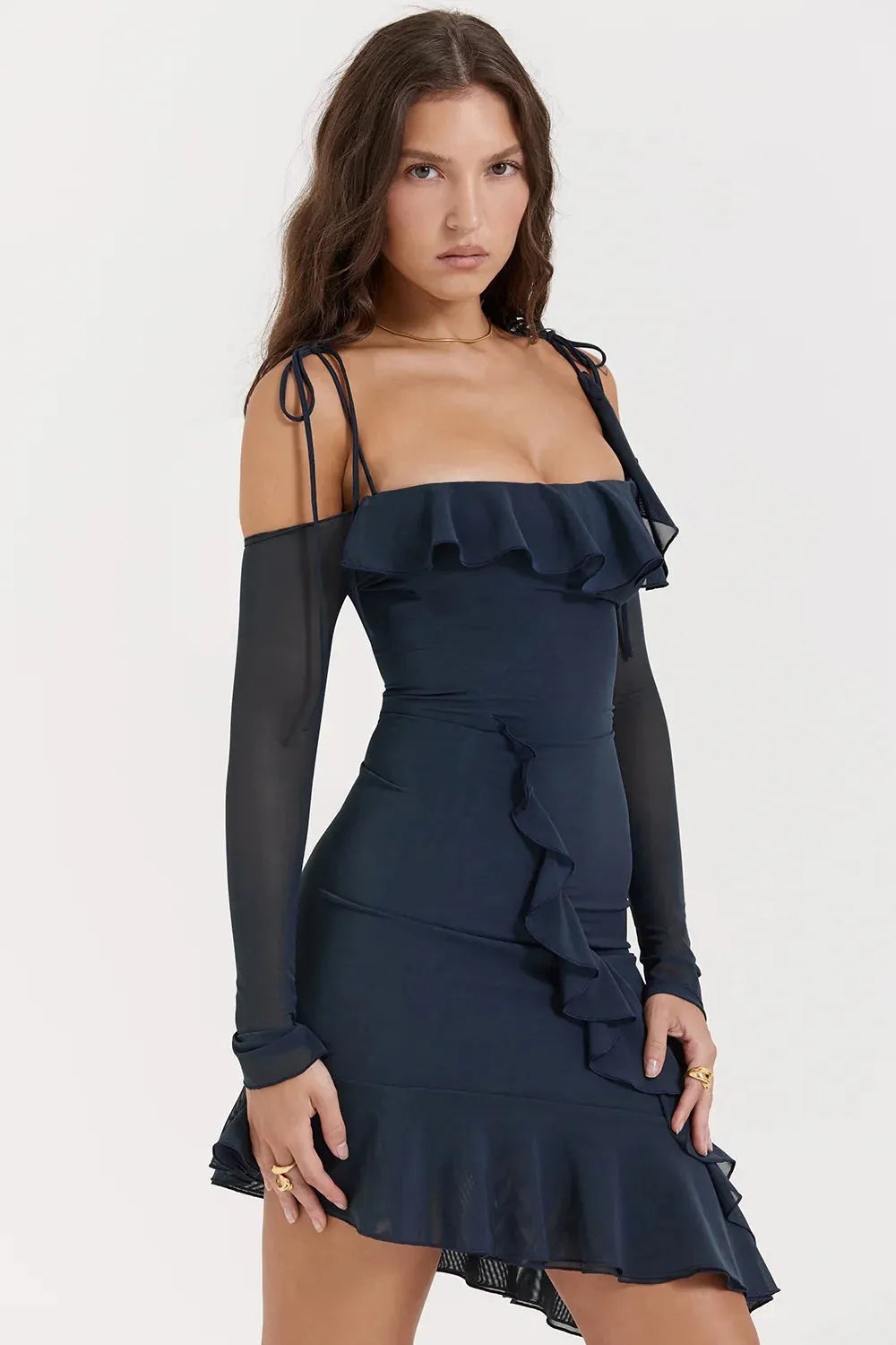 Robe mi-longue à décolleté et bretelles - Valentina