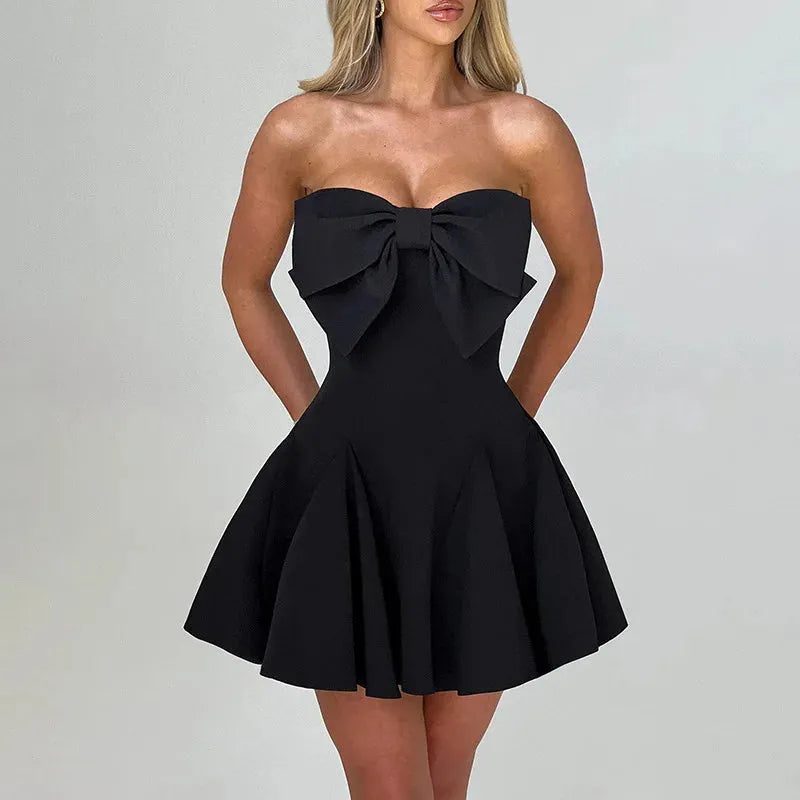 Short elegant dress with bow – Ideal for civil wedding | Alice