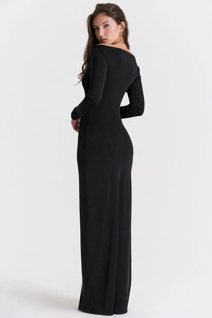 Langes schwarzes Kleid mit Cut-outs - Luiza