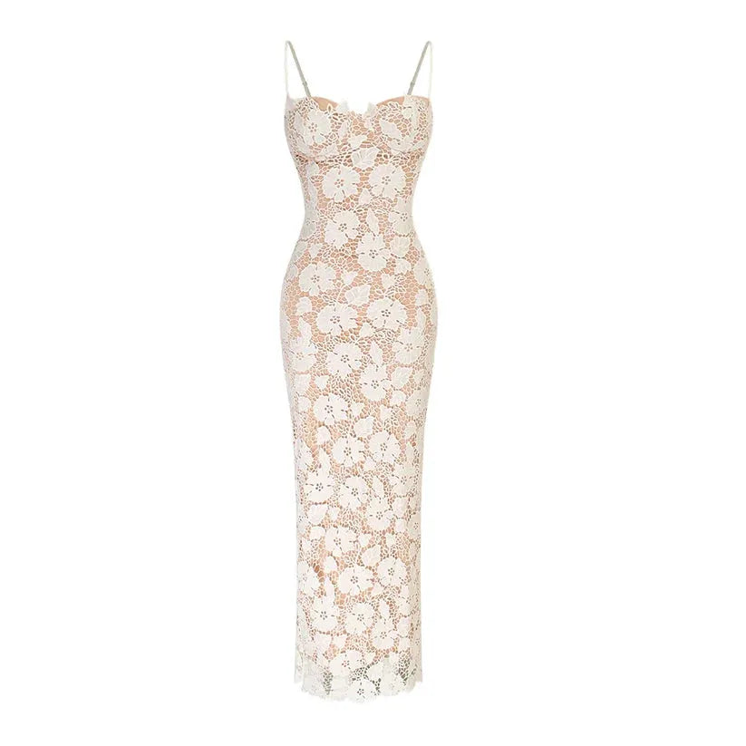Robe blanche ajustée en dentelle pour mariage civil – Sophia