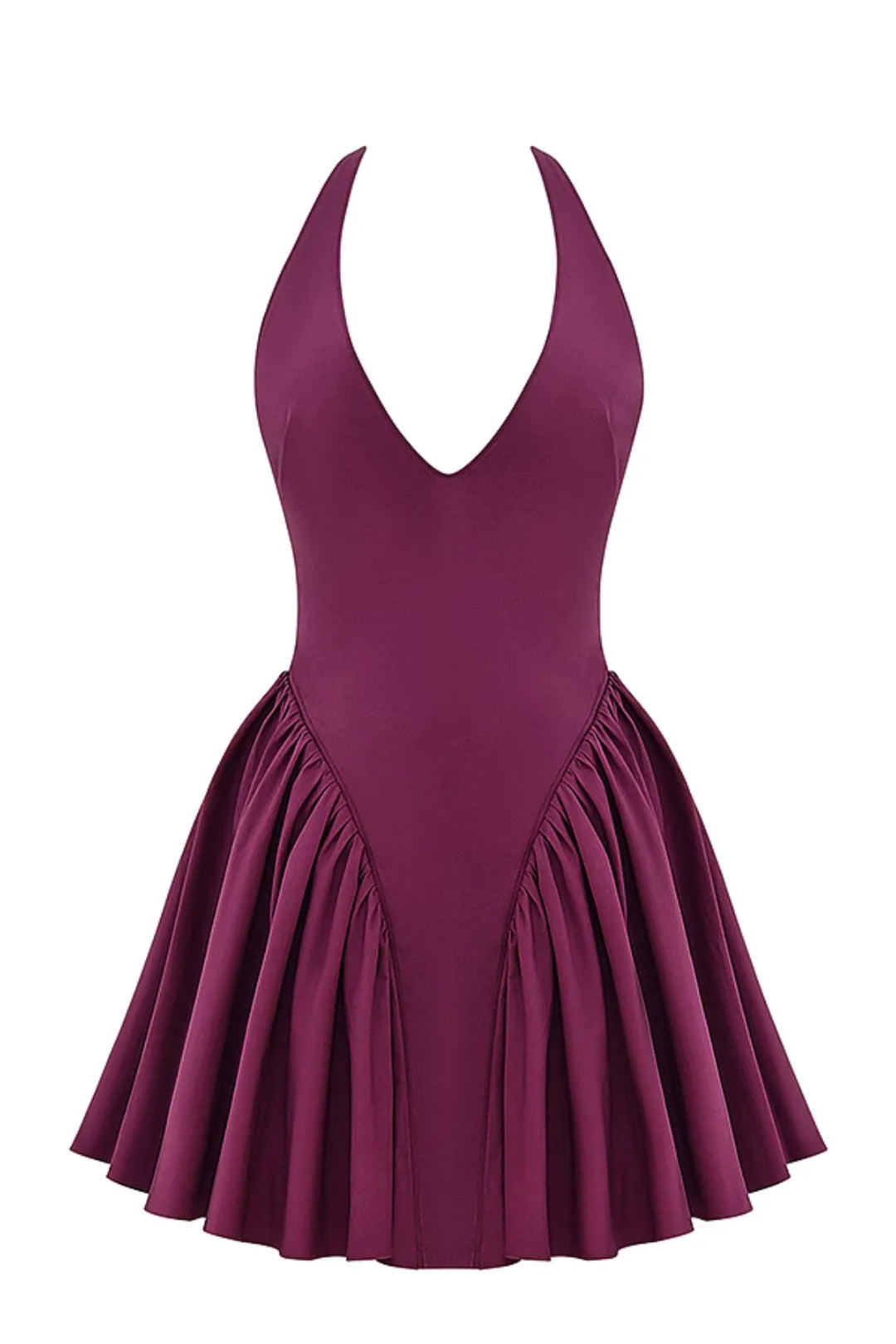 Short Shaping Dress with Straps in Wine Color Georginna Model