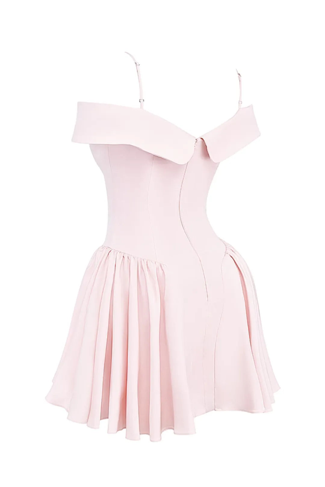 Short Ballerina Dress Off-Shoulder Pink Elida Model