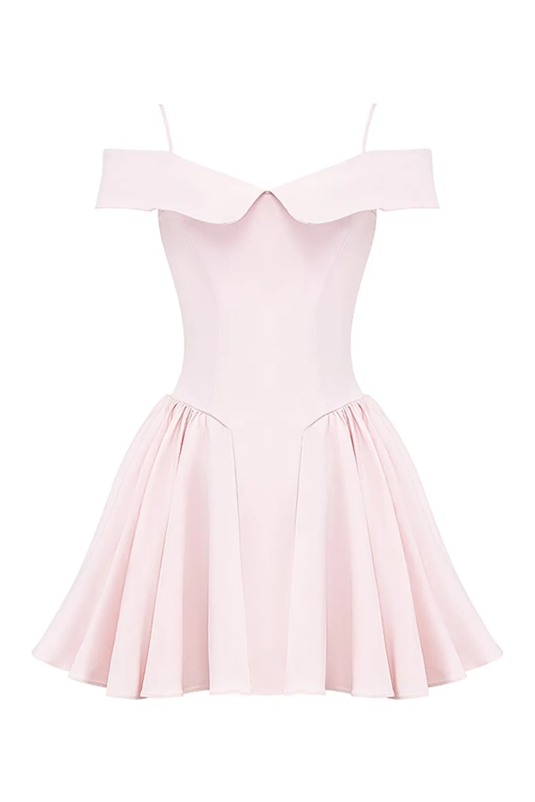Short Ballerina Dress Off-Shoulder Pink Elida Model