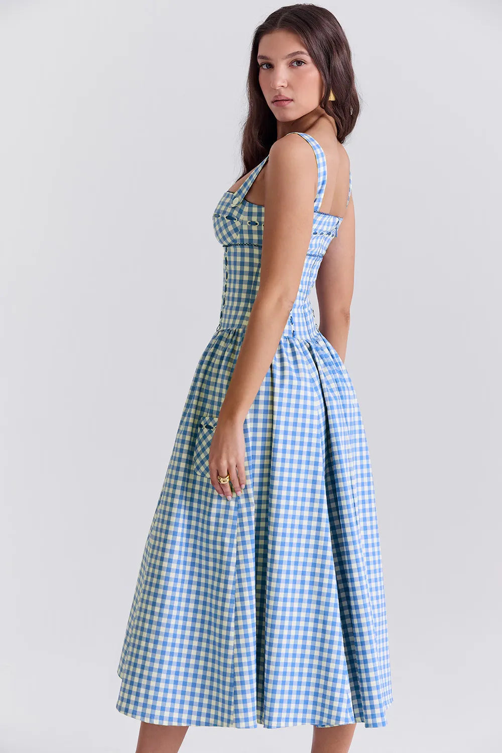 Midi Plaid Dress Shaper - Lauren Model