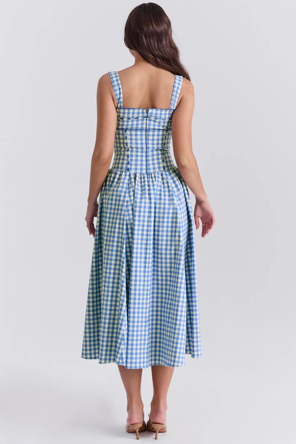 Midi Plaid Dress Shaper - Lauren Model