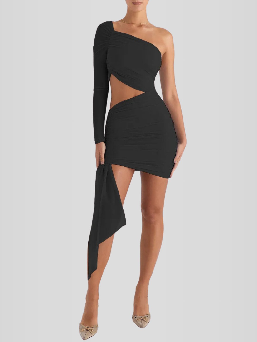 Robe courte élégante à manches longues – Modèle Maraisa