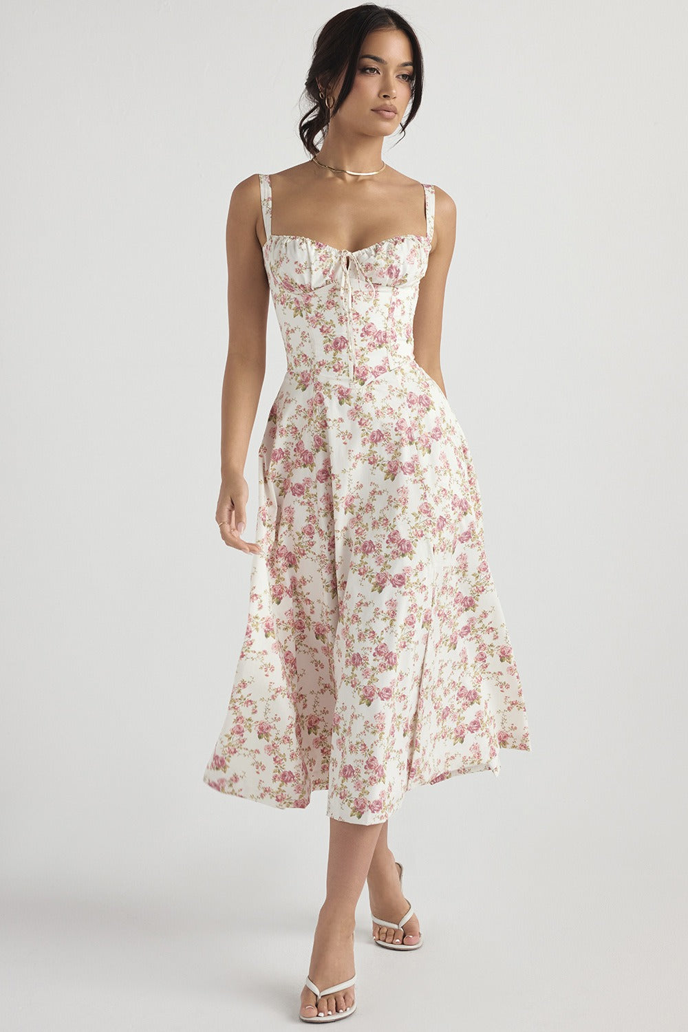 Attracione Floral Midi Dress - Shapes the Waist