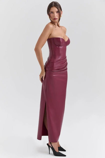 Langes Kleid aus veganem Leder – Modell Raquel