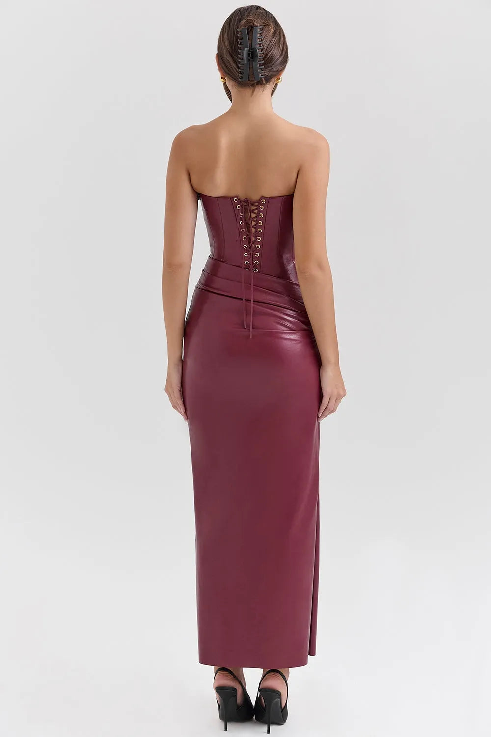 Langes Kleid aus veganem Leder – Modell Raquel