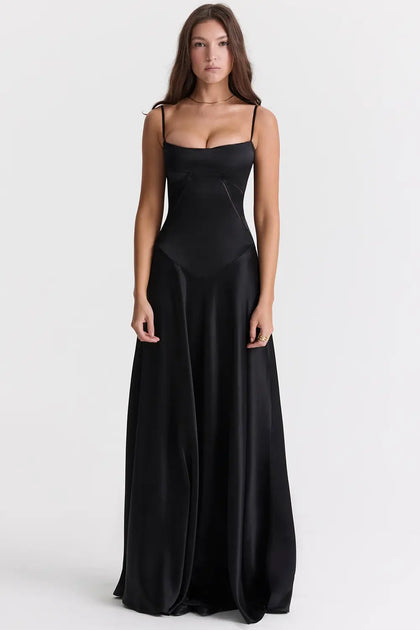 Langes Kleid mit Spitzenrücken – Modell Mavie