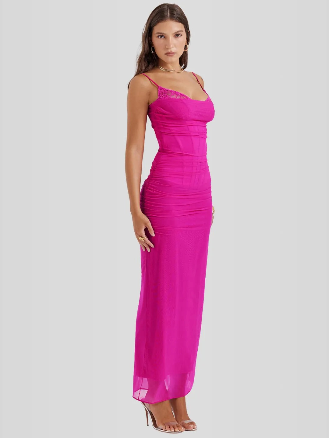 Nhayra – Langes, schmal geschnittenes Kleid