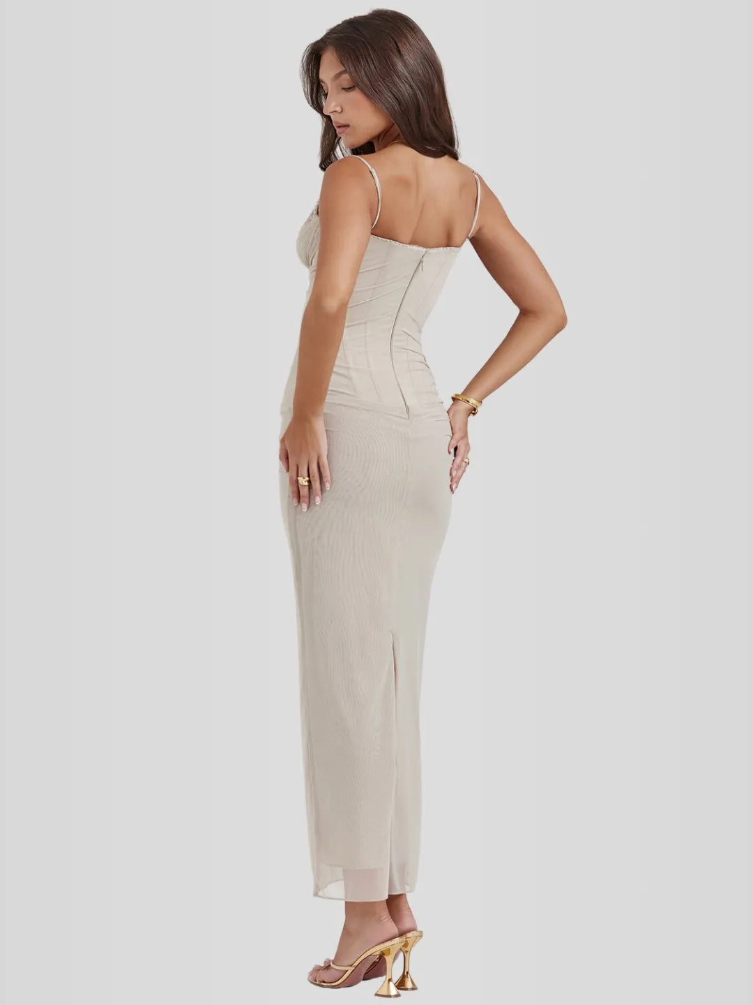 Nhayra – Langes, schmal geschnittenes Kleid