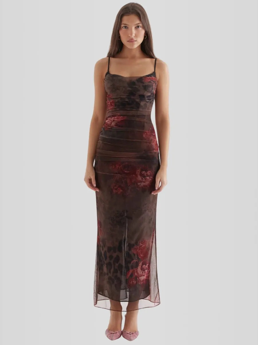 Nhayra – Langes, schmal geschnittenes Kleid