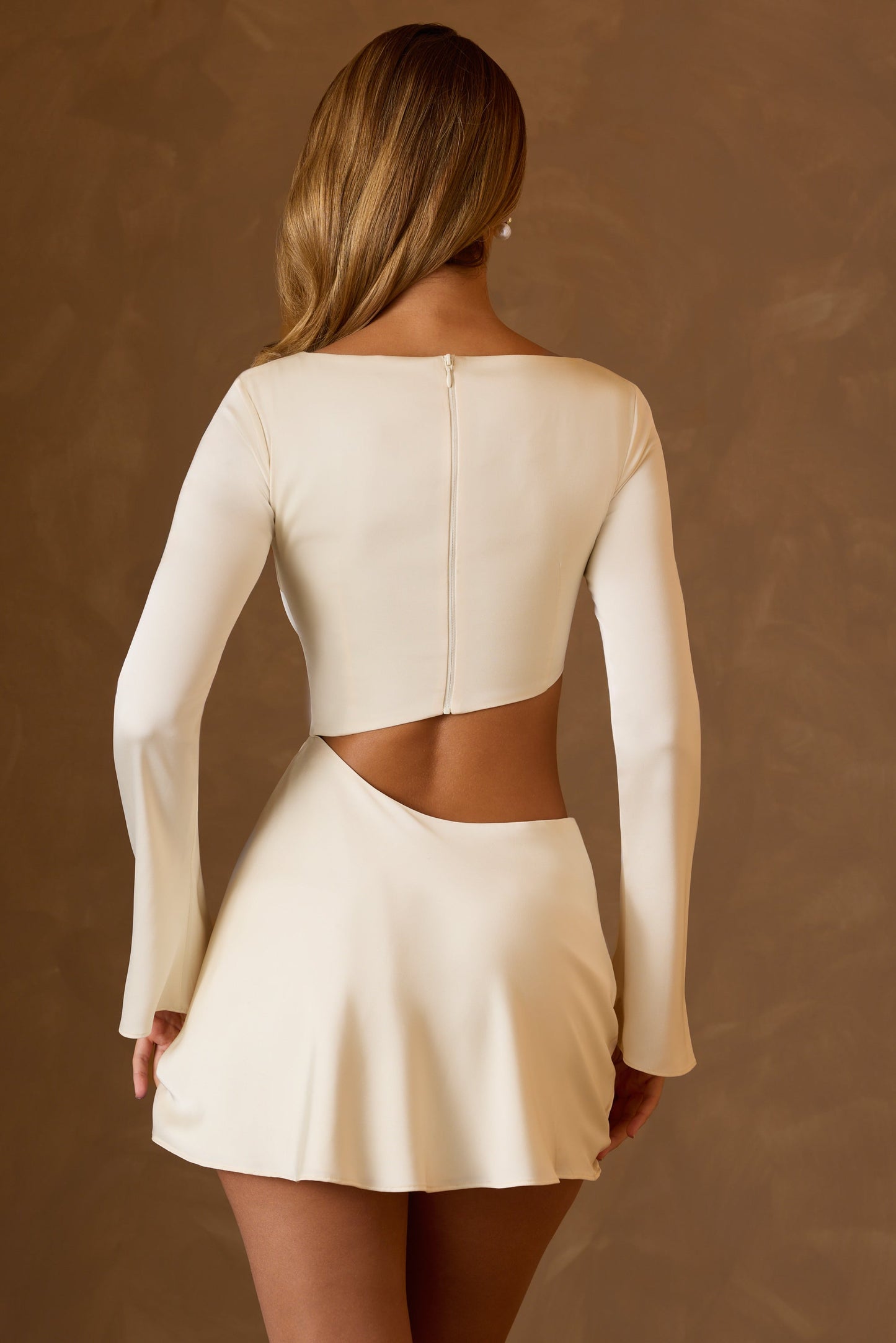 Off-White A-Line Short Dress with Asymmetric Cuts