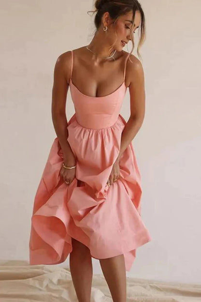 Solid Midi Women's Dress Clearance Model