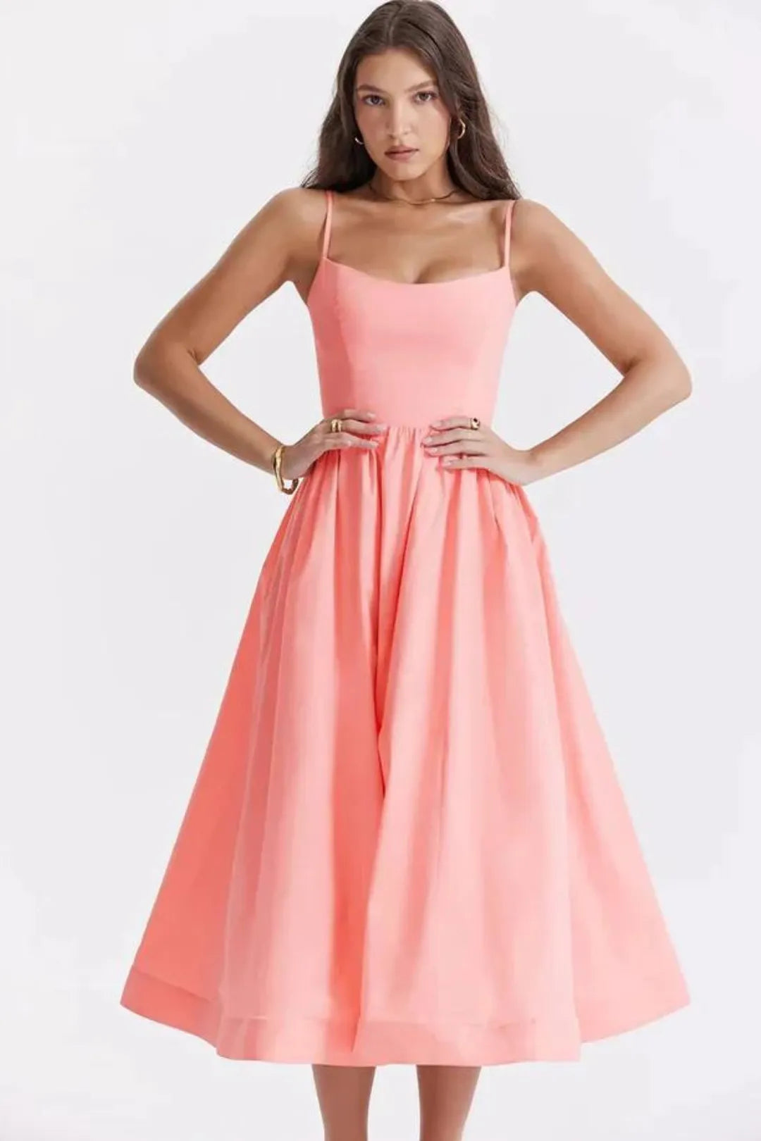 Solid Midi Women's Dress Clearance Model