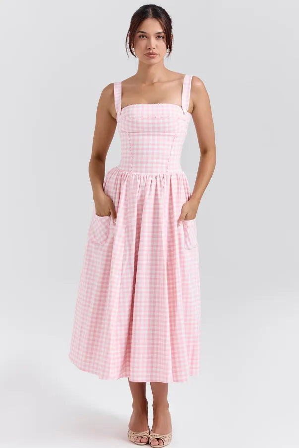 Midi Plaid Dress Shaper - Lauren Model