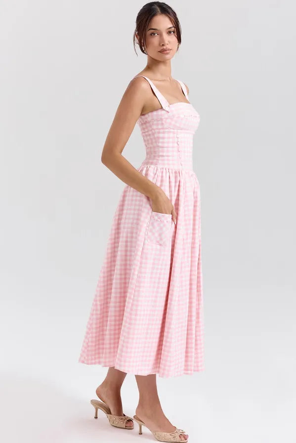 Midi Plaid Dress Shaper - Lauren Model