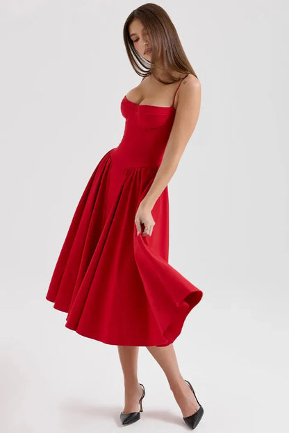 Slim Fit Midikleid - Rot