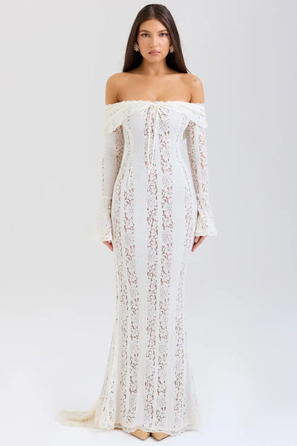 Long White Lace Wedding Dress – Model Vittoria