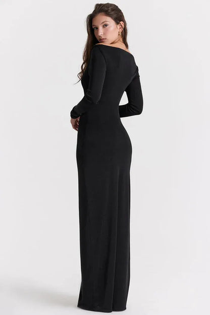 Long Black Dress with Cutouts - Luiza