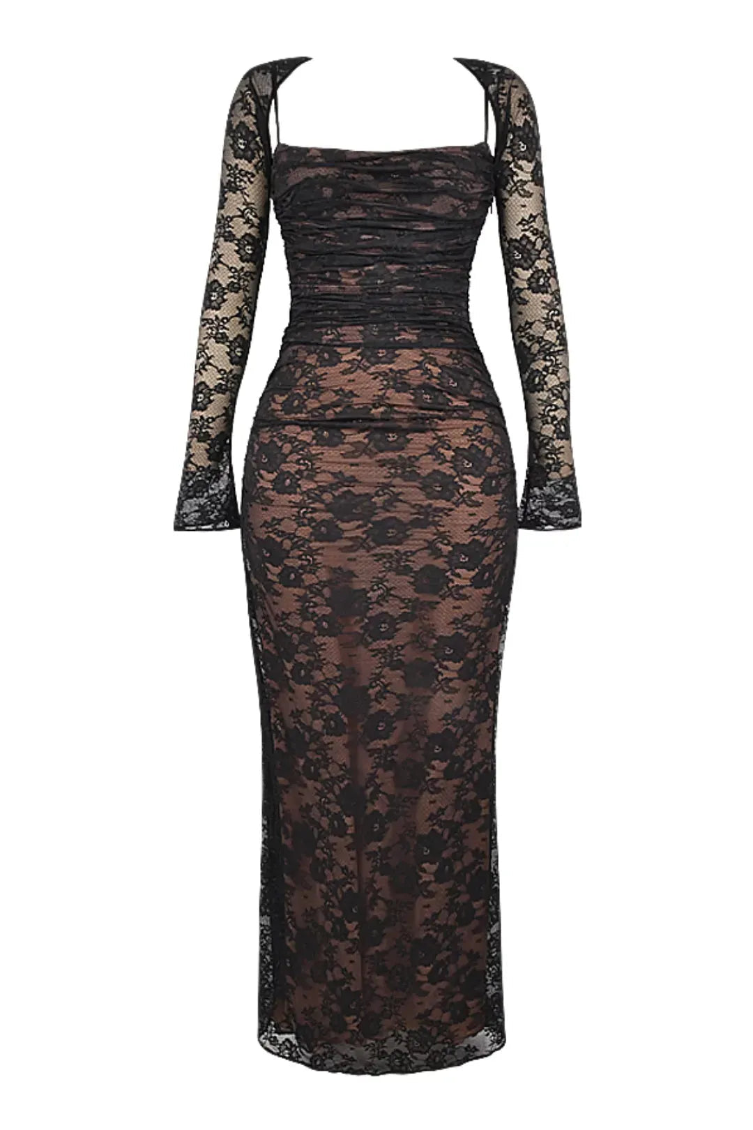 Long Black Lace Shaping Dress