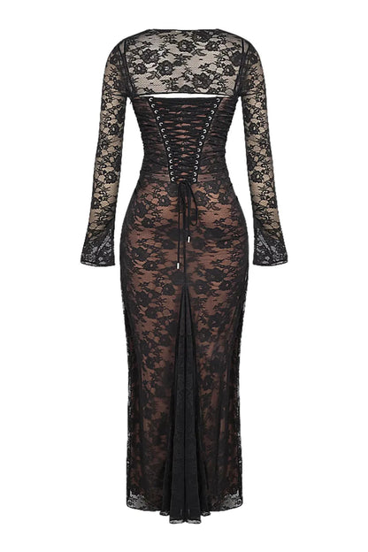 Long Black Lace Shaping Dress