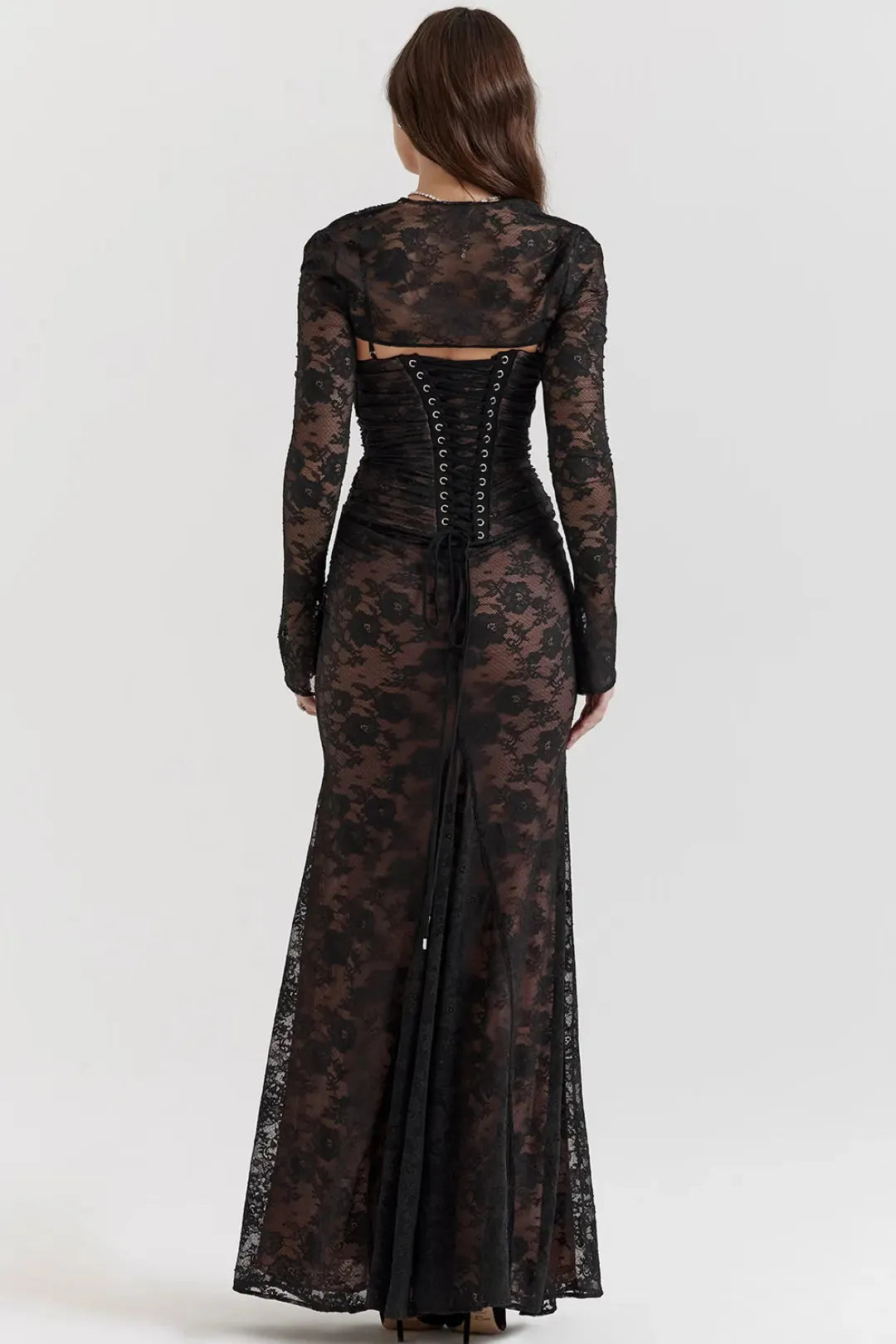 Long Black Lace Shaping Dress