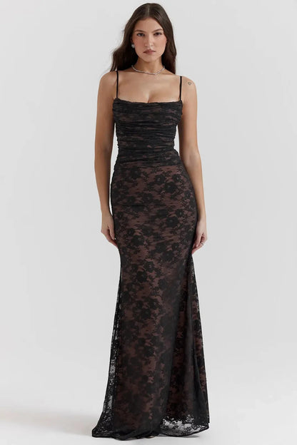 Long Black Lace Shaping Dress