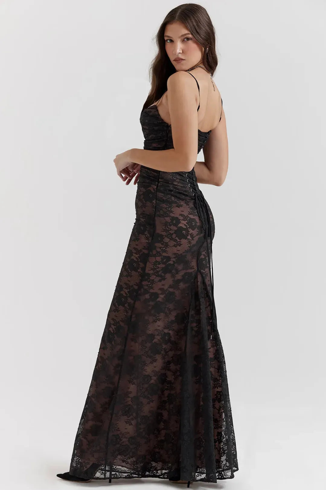 Long Black Lace Shaping Dress
