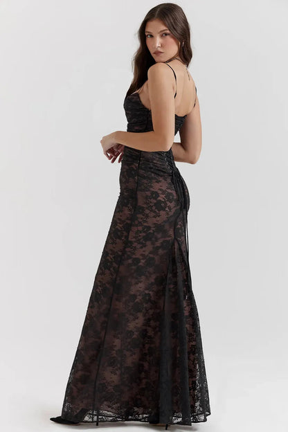 Long Black Lace Shaping Dress