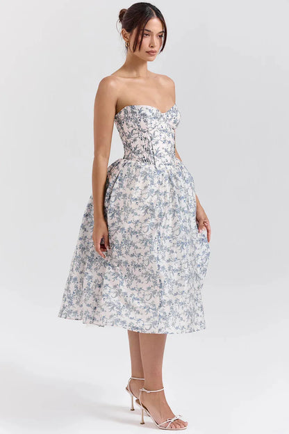 Mid-Length Floral Dress Model Estefhanie