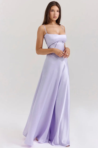 Langes Kleid mit Spitzenrücken – Modell Mavie