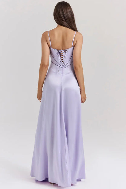 Langes Kleid mit Spitzenrücken – Modell Mavie