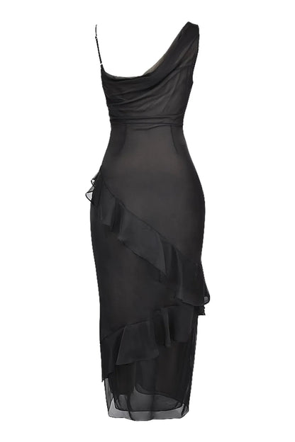 Long Black Dress Model Meredith - Chiffon