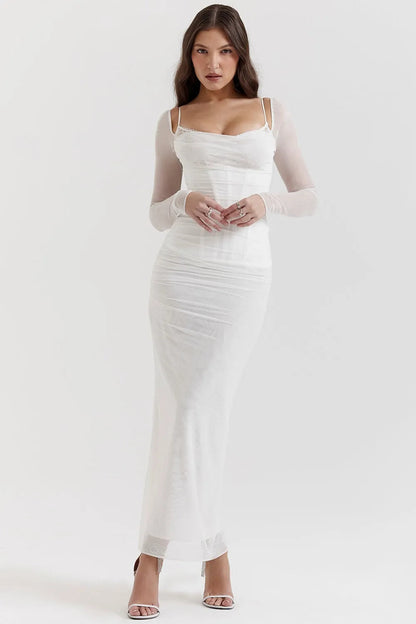 Long Lace and Corset Dress – Elegant Long Sleeve