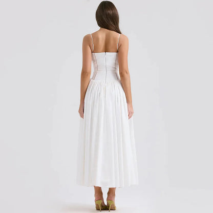 White Midi Dress with Corset for Civil Wedding – Katherine Model