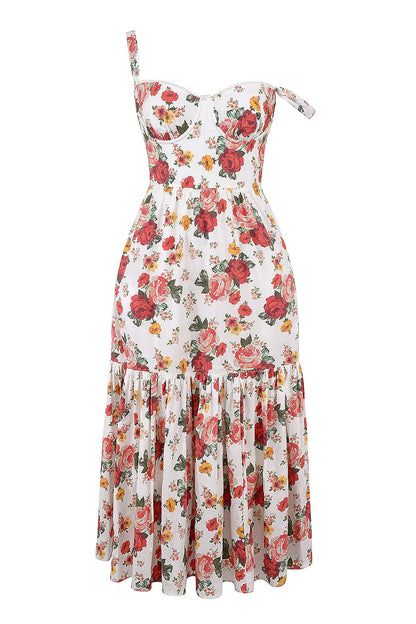 Elia Cotton Molded Floral Midi Dress