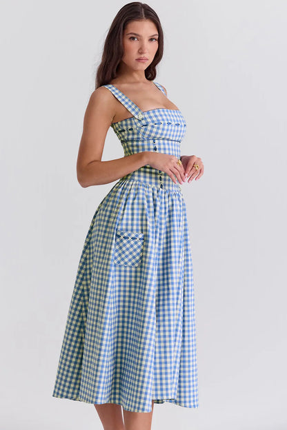Midi Plaid Dress Shaper - Lauren Model