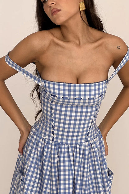 Midi Plaid Dress Shaper - Lauren Model