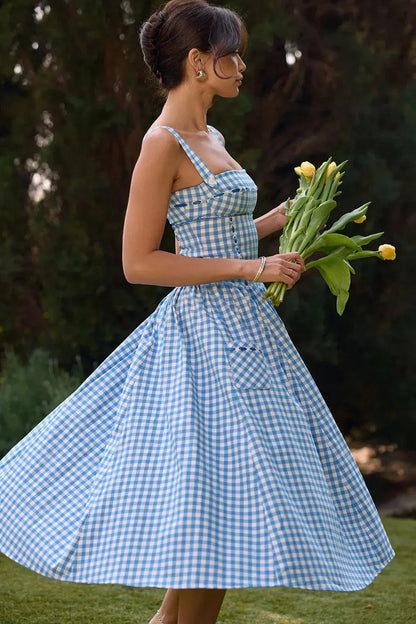 Midi Plaid Dress Shaper - Lauren Model