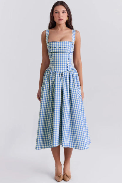Midi Plaid Dress Shaper - Lauren Model