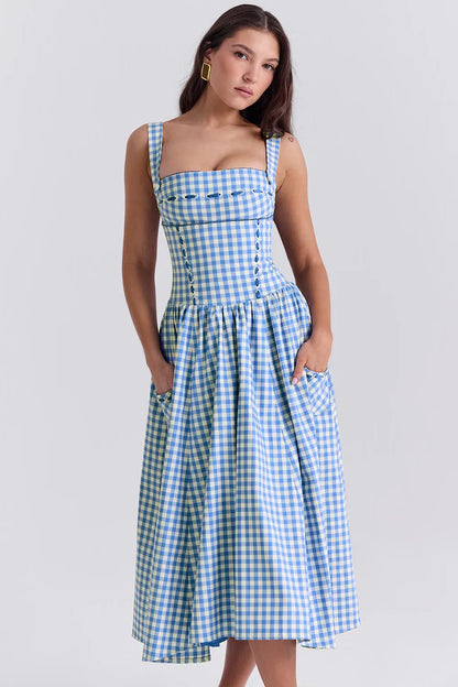 Midi Plaid Dress Shaper - Lauren Model