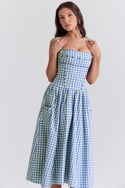 Midi Plaid Dress Shaper - Lauren Model