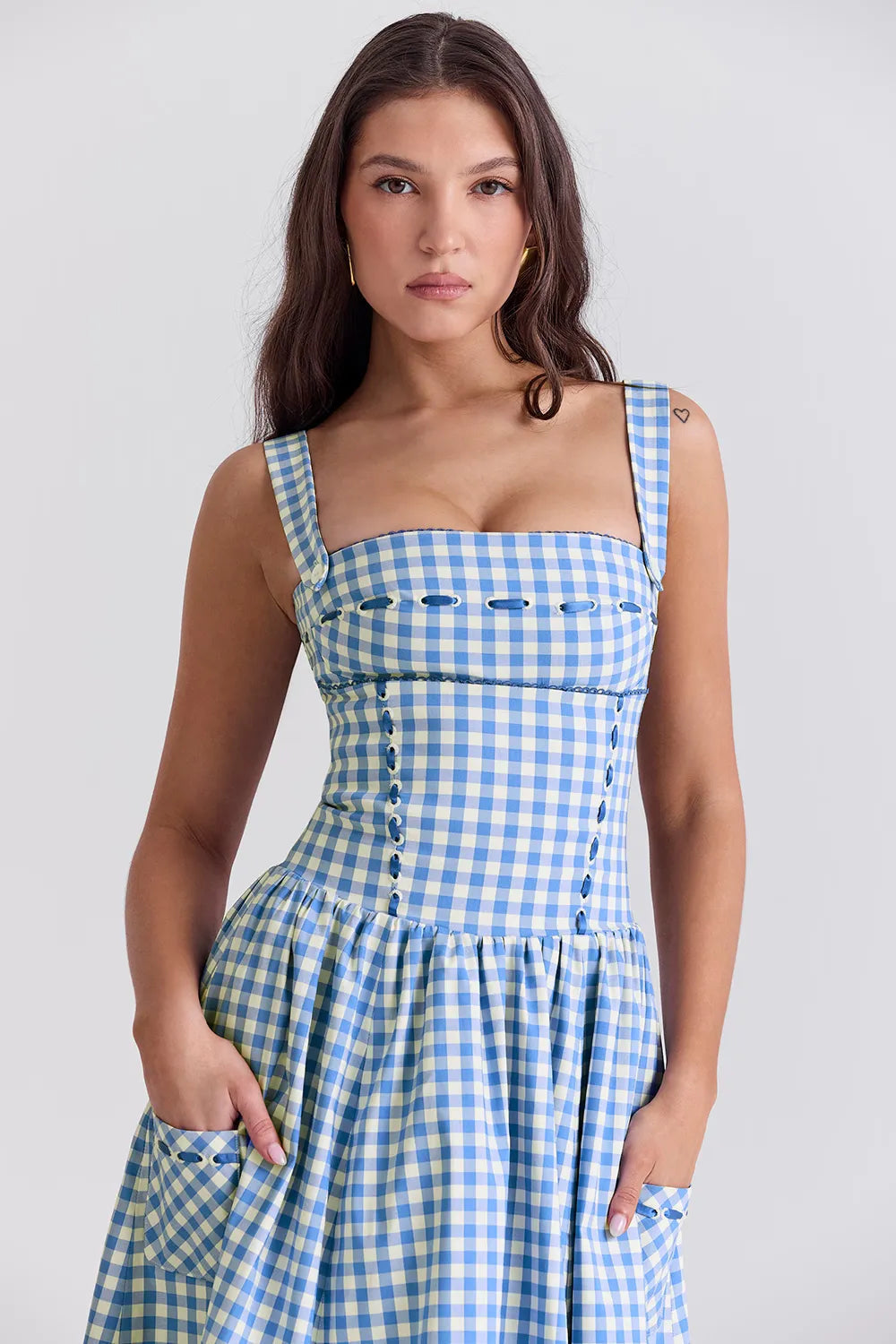 Midi Plaid Dress Shaper - Lauren Model