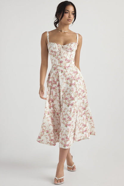 Attracione Floral Midi Dress - Shapes the Waist