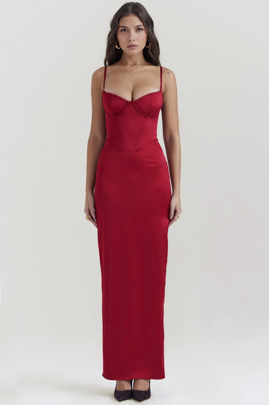 Long Satin Dress - Isabelle Model