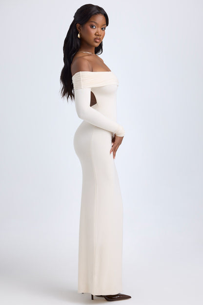 Long Modal Dress with Off-Shoulder and Open Back