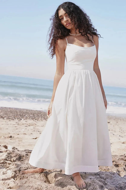 Solid Midi Women's Dress Clearance Model